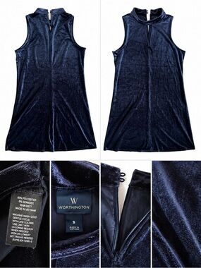 Worthington Black Velvet Sleeveless Mock Neck Dress